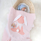Baby Blankets 100%Cotton Plaid Knitted Newborn Girl Boy Stroller Wrap Swaddle Cute 3D Rabbits Pom Pom Infant Bedding Crib Quilts