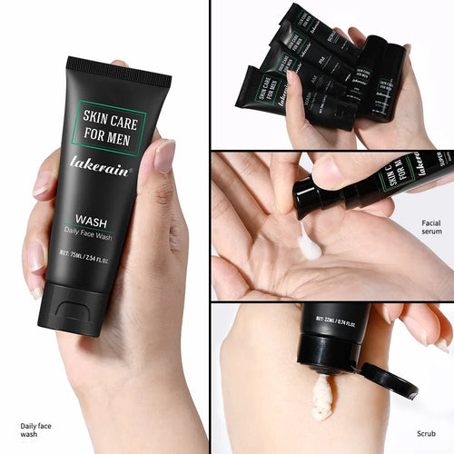 Men's Skin Care Kit - 3 in 1 Set with Face Wash, Moisturizing Cream & Eye Cream, Daily Anti-Aging & Oil Control Facial Treatment - princesszohal