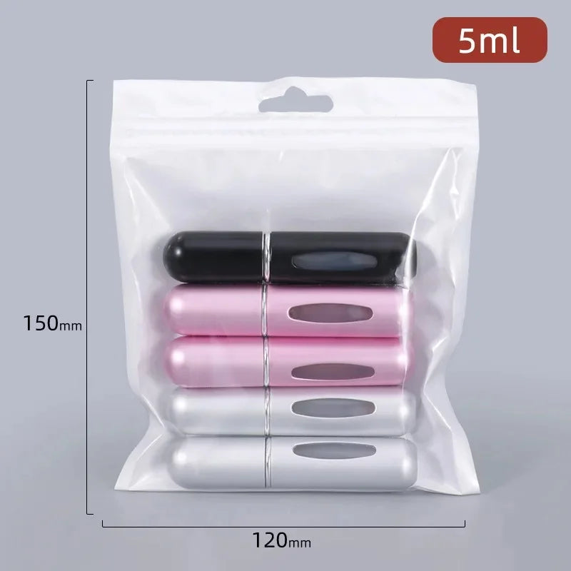 5Pcs 5ml Spray Scent Pump Perfume Bottle Refillable Spray Atomizer Bottle Mini Travel Empty Cosmetic Containers
