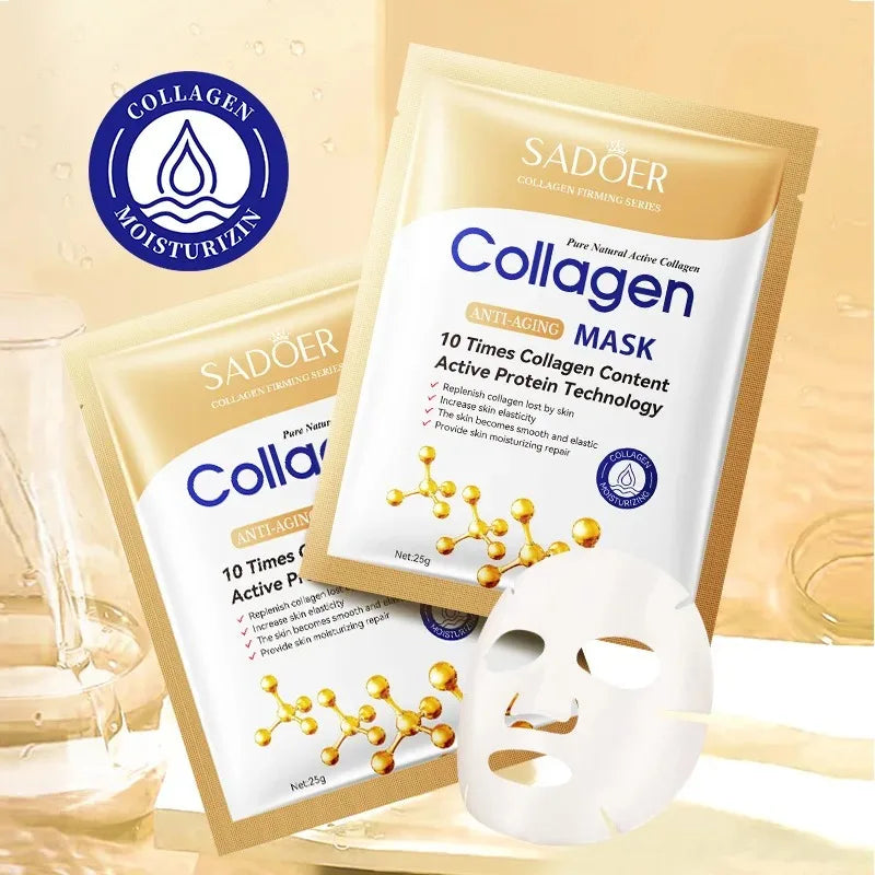 5/10/20/30pcs SADOER Collagen Face Mask Firming Moisturizing Repair Brightening Skincare Face Sheet Mask Facial Masks Skin Care