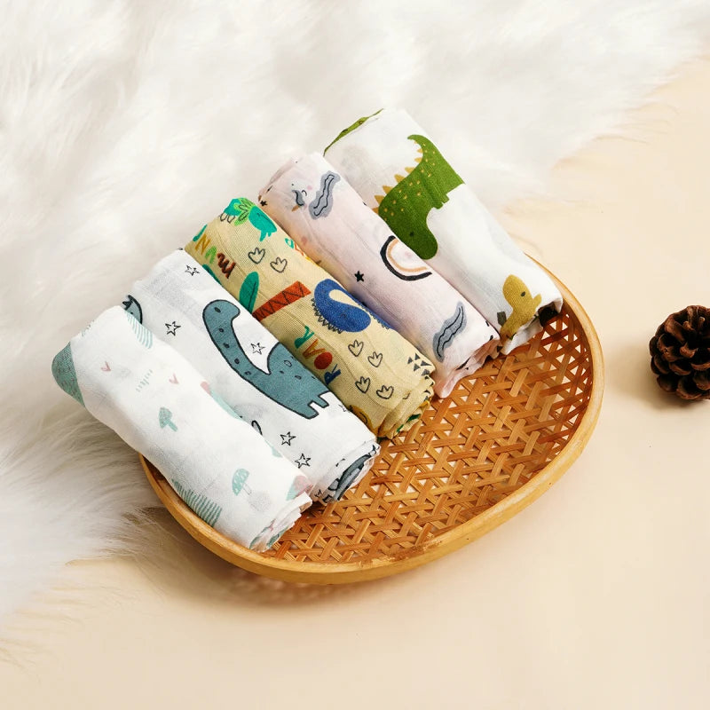 Kangobaby #My Soft Life# New 5pcs Pack Multi-Functional Bamboo Cotton Newborn Muslin Bib Antibacterial Baby Burp Cloth Set