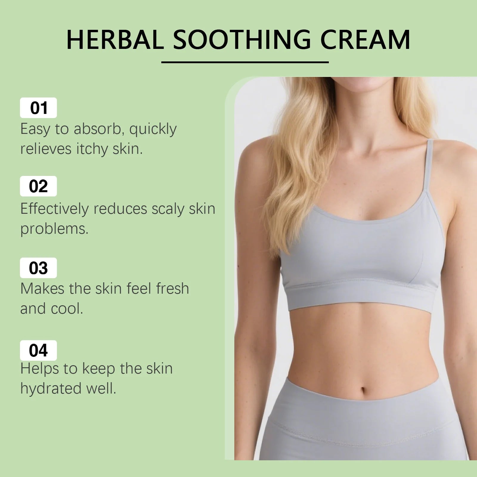 Skin care cream with herbal ingredients, refreshing and moisturizing, gentle, hydrating, and protecting body skin