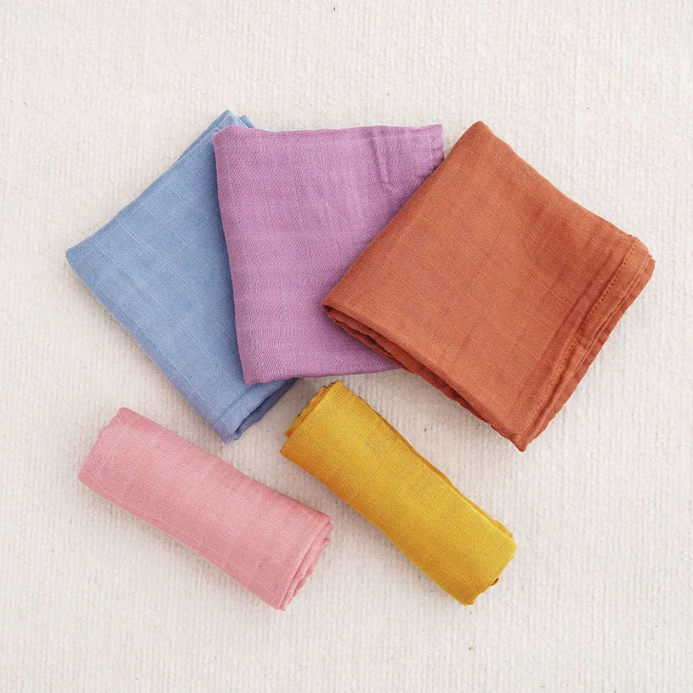 Kangobaby #My Soft Life# New 5pcs Pack Multi-Functional Bamboo Cotton Newborn Muslin Bib Antibacterial Baby Burp Cloth Set