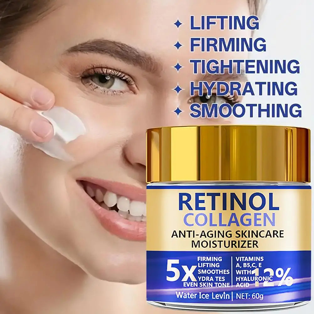 Facial Lotion Face Moisturizer Retinol & Collagen Cream For Women Men Moisturizing Nourishing Day & Night Skincare Serum