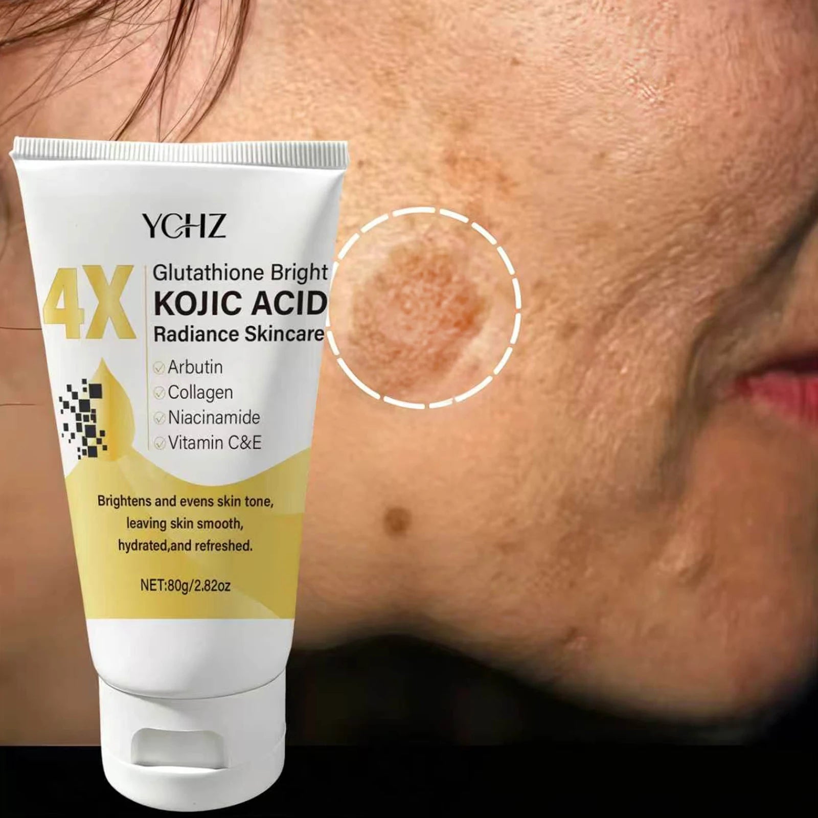 Kojic Acid Face Cream 80g, Evens Out Skin Tone, Eliminates Dark Spots and Dullness - Non-Greasy, Suitable for Both Men and Women - Whitening and Moisturizing Cream, for Day and Night Use