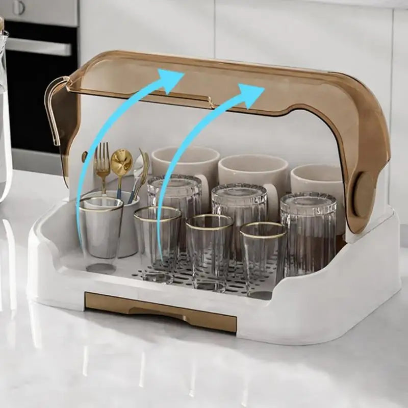 Baby Bottle Drying Rack with Removable Drip Tray Dustproof Bottle Storage Box with Lid Countertop Drying Rack for Toddler Bottle