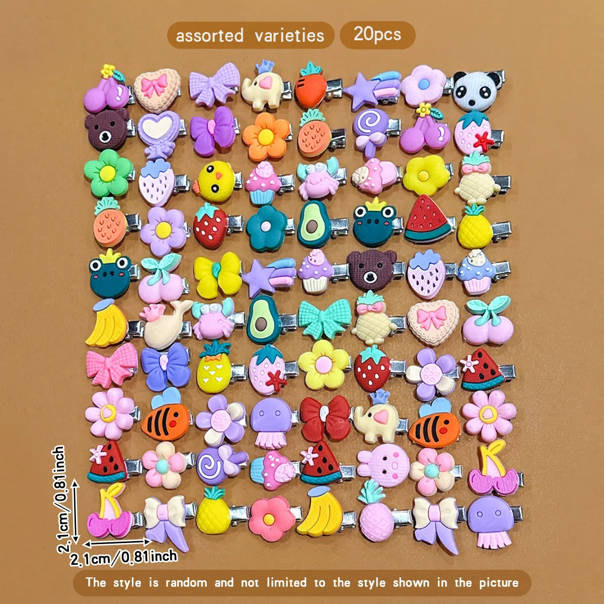 20 random cartoon cute hair clips suitable for daily hair accessories