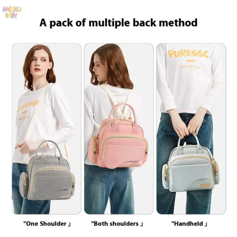 3-in-1 Baby Diaper Bag Backpack Large Capacity Maternity Bag Waterproof Mommy Bag Travel Baby Backpack with Insulated Pockets