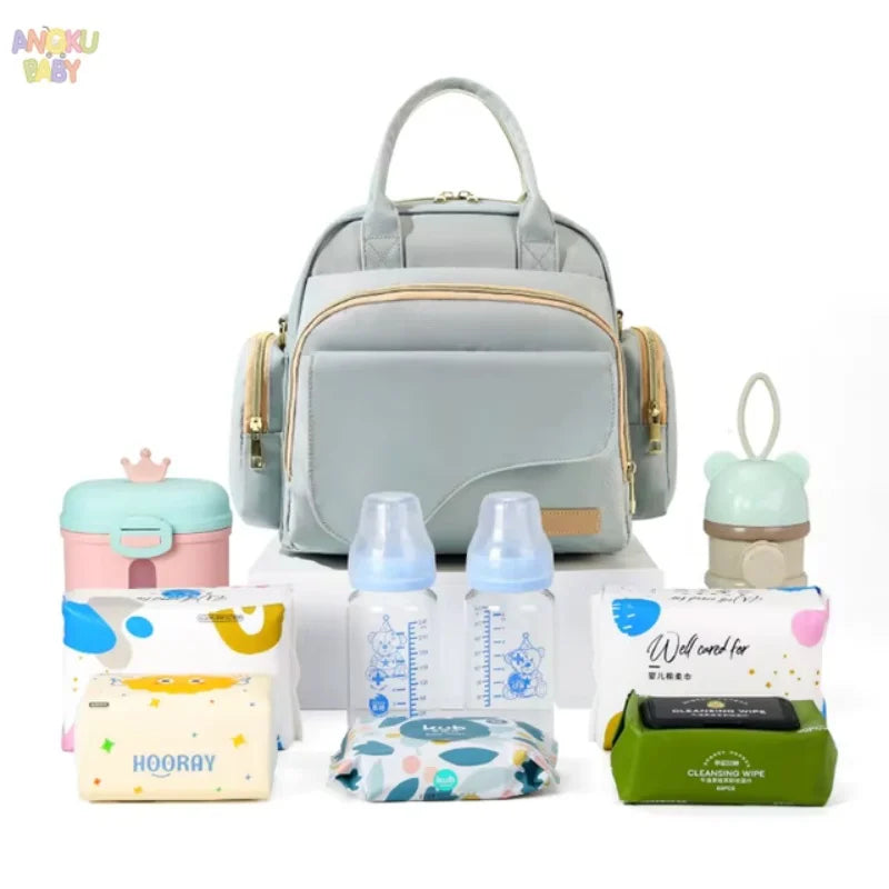 3-in-1 Baby Diaper Bag Backpack Large Capacity Maternity Bag Waterproof Mommy Bag Travel Baby Backpack with Insulated Pockets