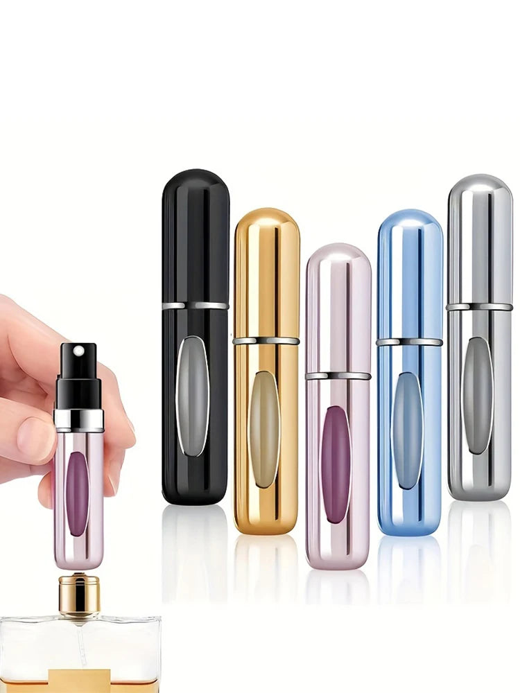5 5ml Refillable Perfume Bottles, Mini Perfume Spray Bottles, Refillable Perfume Spray Scent Pump Boxes, Portable Empty Perfume Spray Bottles Suitable for Women and Men for Travel