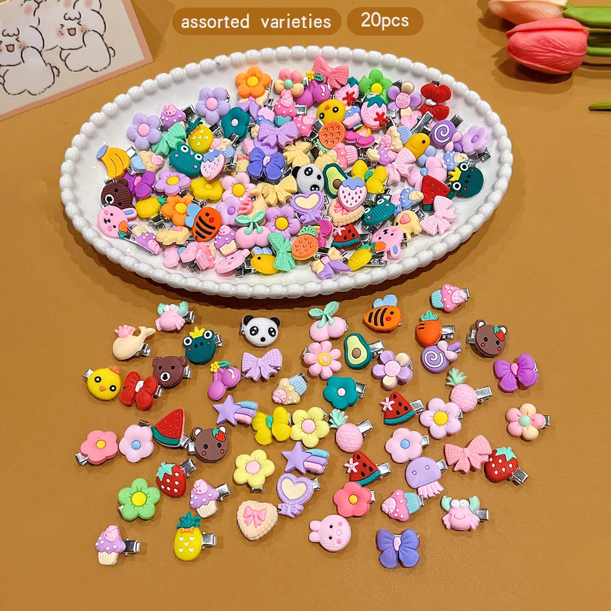 20 random cartoon cute hair clips suitable for daily hair accessories