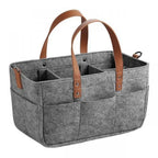Baby Felt Storage Nursery Organizer Basket Infant Diaper Bag with Handle Caddy Changing Nappy Kids Storage Carrier Large Pocket