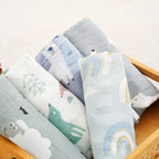 Kangobaby #My Soft Life# 5 Pieces Pack Multi-Functional Bamboo Cotton Muslin Blanket Baby Burp Cloth Set