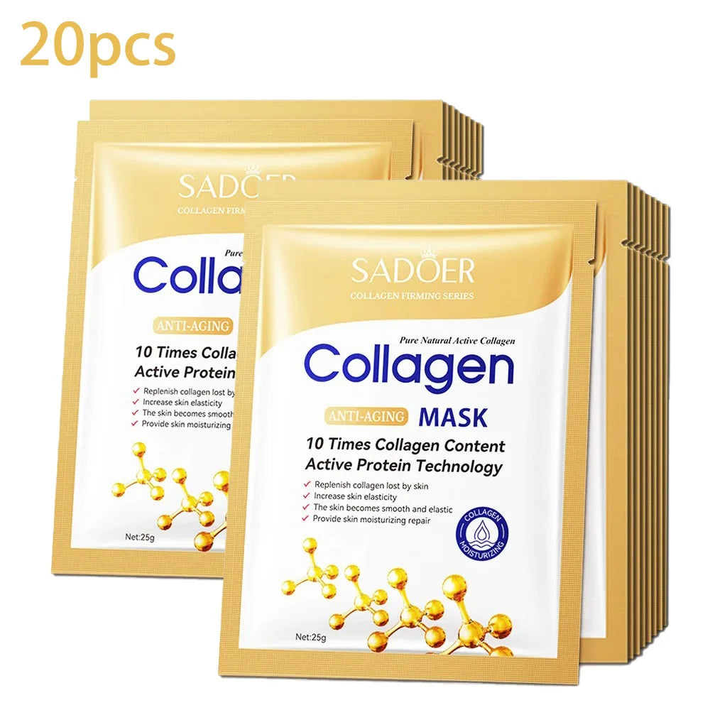 5/10/20/30pcs SADOER Collagen Face Mask Firming Moisturizing Repair Brightening Skincare Face Sheet Mask Facial Masks Skin Care