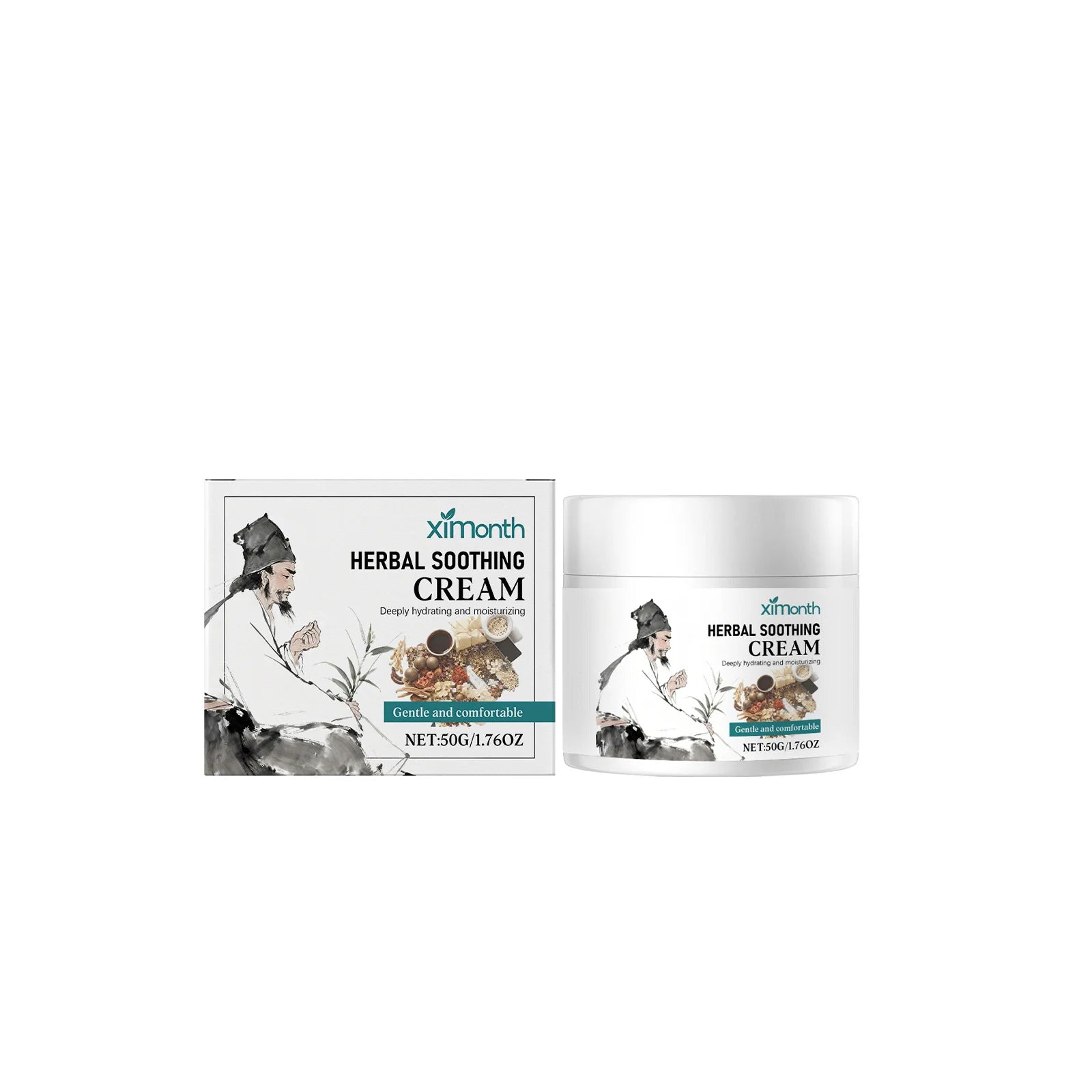 Skin care cream with herbal ingredients, refreshing and moisturizing, gentle, hydrating, and protecting body skin