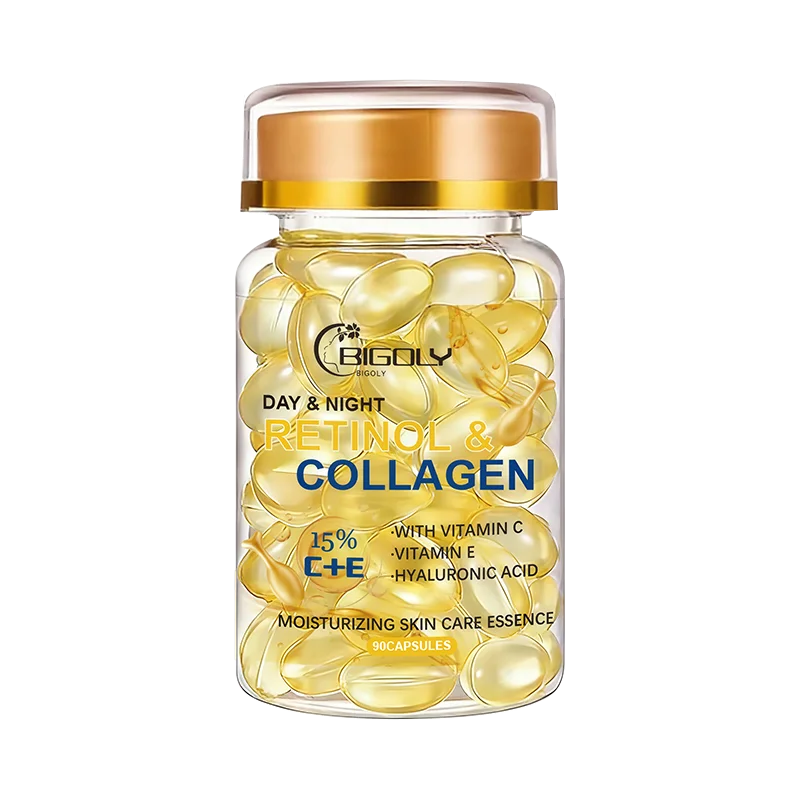 90 Capsules of Retinol + Collagen Facial Care Essence, Moisturizes and Firms the Skin, Makes the Face Look More Radiant and Younger, Allergy-Free Formula, Capsule Packaging, One Capsule at a Time, Convenient and Hygienic