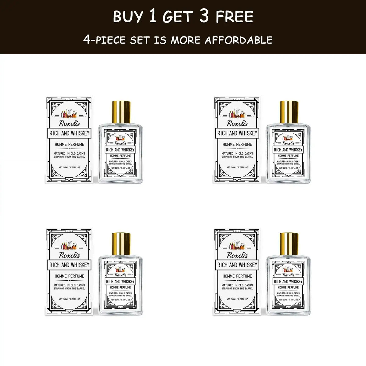 ROXELIS 50ml Rich And Whiskey Homme Perfume Long-lasting Fragrance,Enhance Personal Charm, Confidently Show Style and Elegance - princesszohal