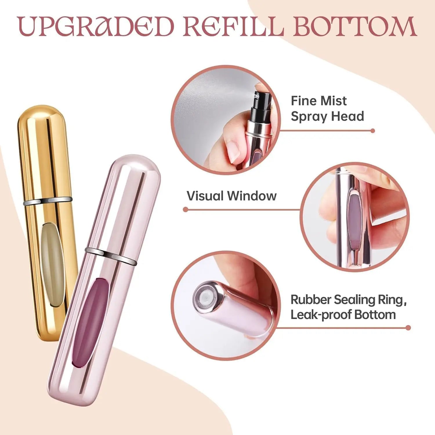 5Pcs 5ml Spray Scent Pump Perfume Bottle Refillable Spray Atomizer Bottle Mini Travel Empty Cosmetic Containers