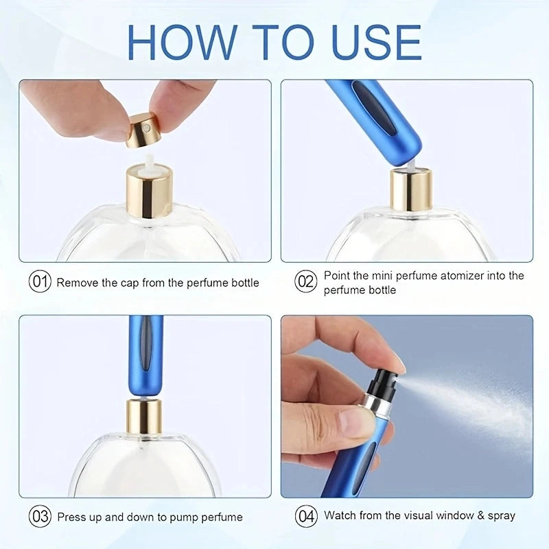 5 5ml Refillable Perfume Bottles, Mini Perfume Spray Bottles, Refillable Perfume Spray Scent Pump Boxes, Portable Empty Perfume Spray Bottles Suitable for Women and Men for Travel