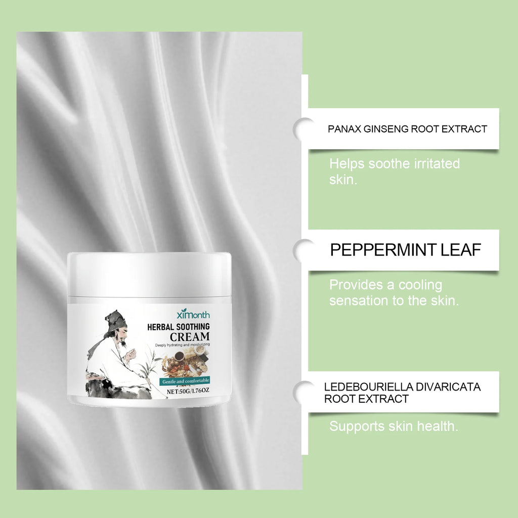 Skin care cream with herbal ingredients, refreshing and moisturizing, gentle, hydrating, and protecting body skin