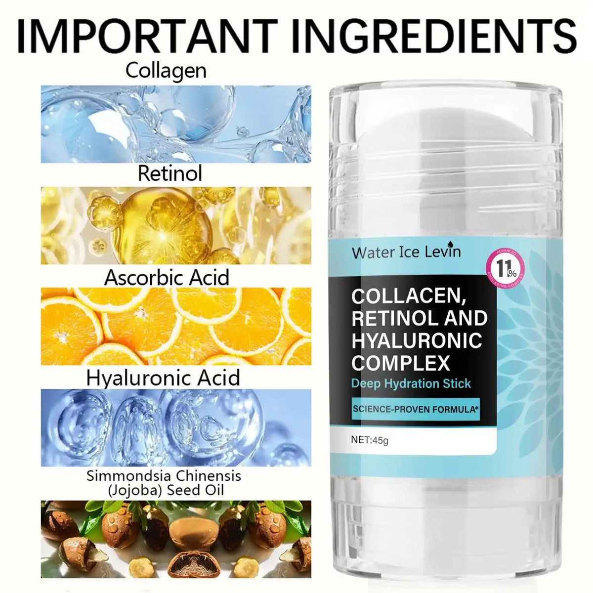 Retinol Collagen Facial Care Stick, Tightens Facial and Neck Skin, Suitable for Both Men and Women, Moisturizing, Refreshing, Easy to Absorb, Elastic and Translucent, Locks in Moisture, Long-Lasting Hydration - princesszohal