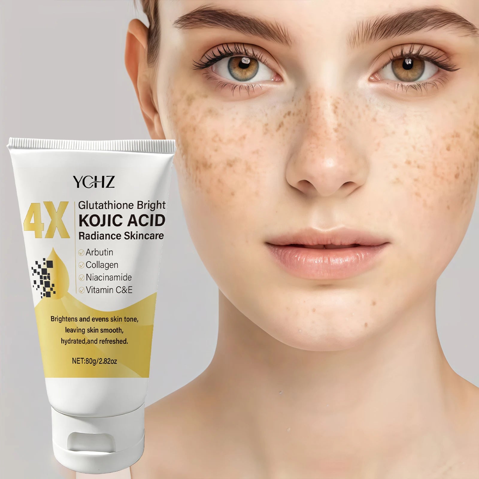 Kojic Acid Face Cream 80g, Evens Out Skin Tone, Eliminates Dark Spots and Dullness - Non-Greasy, Suitable for Both Men and Women - Whitening and Moisturizing Cream, for Day and Night Use