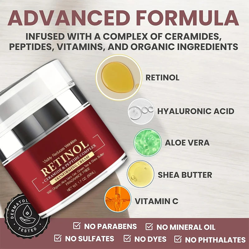 Instant Retinol Cream Face Moisturizer Collagen Firming Lifting Fade Fine Lines Smoother Korea Repair Skin Care