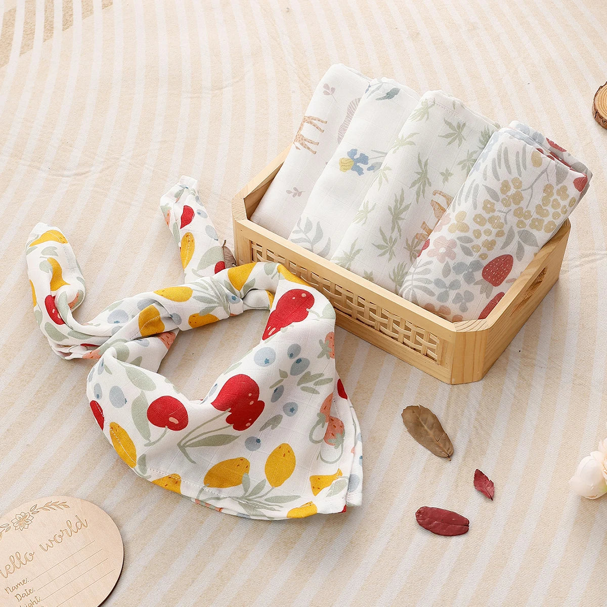 Kangobaby #My Soft Life# New 5pcs Pack Multi-Functional Bamboo Cotton Newborn Muslin Bib Antibacterial Baby Burp Cloth Set