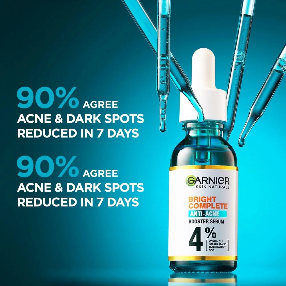Garnier Bright Complete Facial Serum With 4% Vitamin C Niacinamide AHA Salicylic Acid Daily - princesszohal
