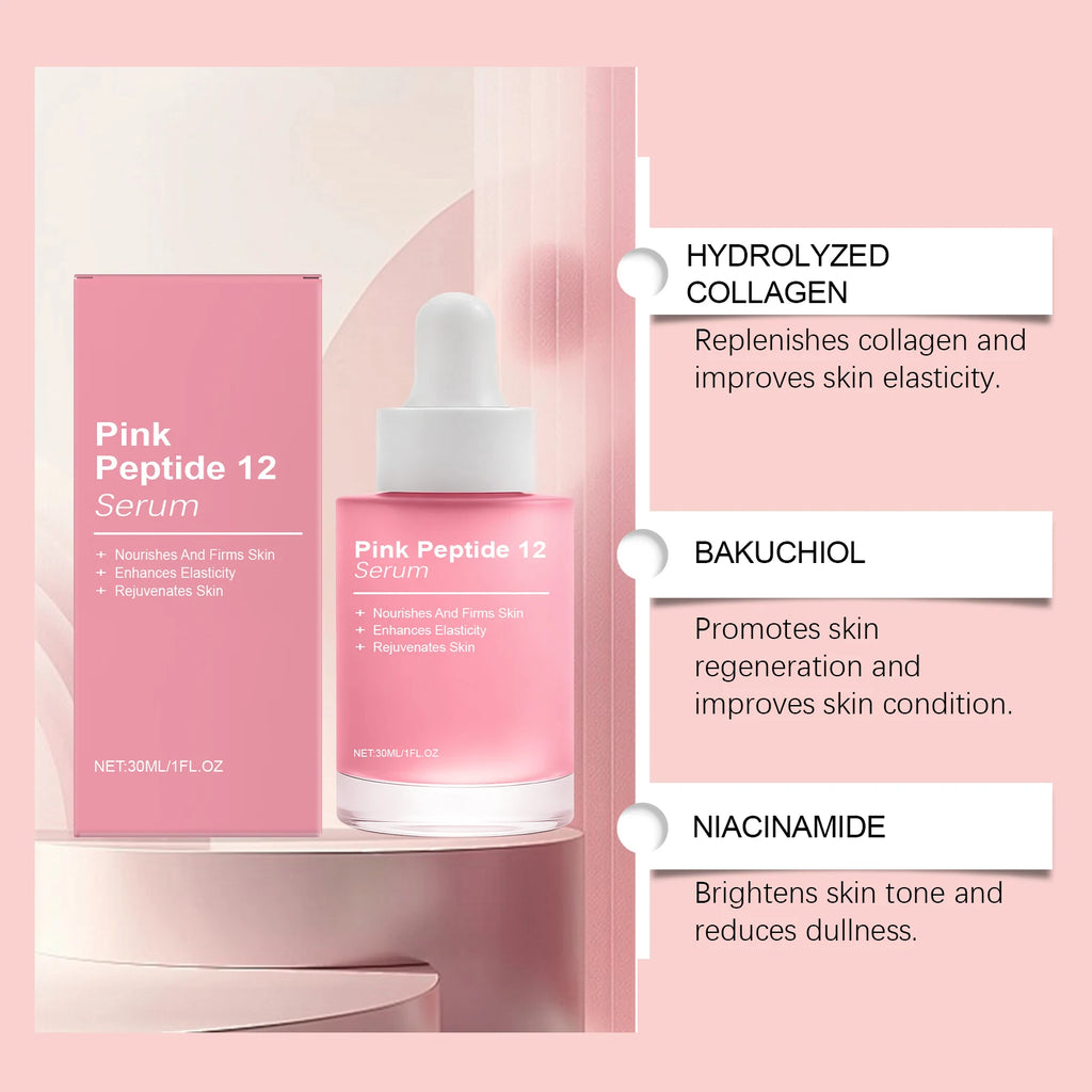 Pink Peptide 12 Facial Serum Niacinamide Hydration Firm-Looking Skin Uneven Tone Care Glass Skin Korean - princesszohal