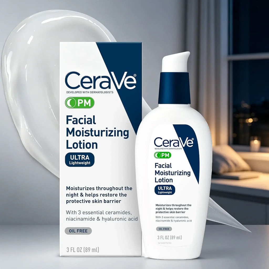 CeraVe PM Facial Moisturizing Lotion with Hyaluronic Acid & Niacinamide,ىOil-Free Moisturizer for Face, - princesszohal