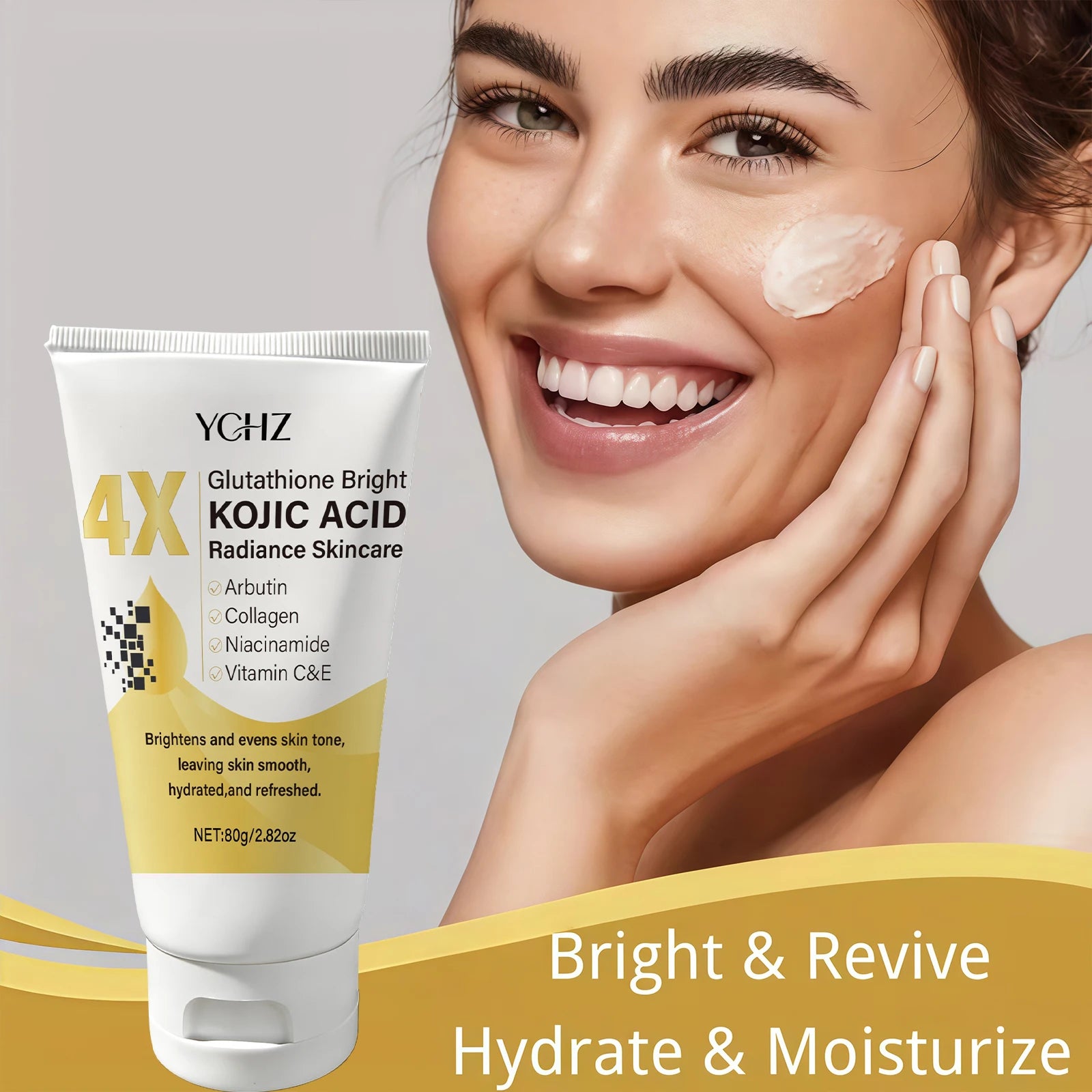 Kojic Acid Face Cream 80g, Evens Out Skin Tone, Eliminates Dark Spots and Dullness - Non-Greasy, Suitable for Both Men and Women - Whitening and Moisturizing Cream, for Day and Night Use
