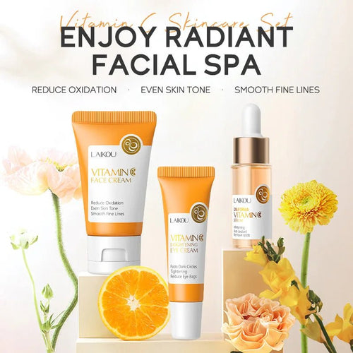 LAIKOU Vitamin C Skin Care Sets 3pcs Face Cream Serum Eye Cream Moisturizing Anti Wrinkles Facial Care Kit - princesszohal