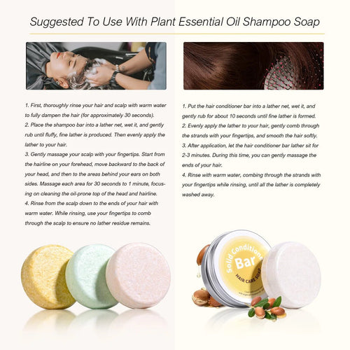 Plant Essential Oil Hair Conditioner Soap Rich in Argan Oil Coconut Oil Jojoba Oil Deep Hair Care Soap Used with Shampoo Soap - princesszohal