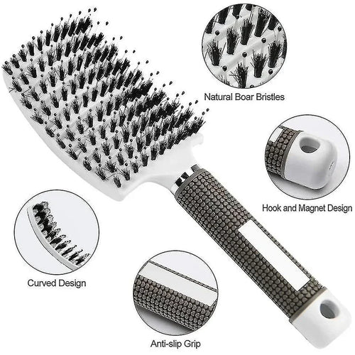 Hair Brush Scalp Massage Comb Hairbrush Boar Bristle Nylon Women Wet Curly Detangle Hair Brush Salon Hairdressing Styling Tool - princesszohal