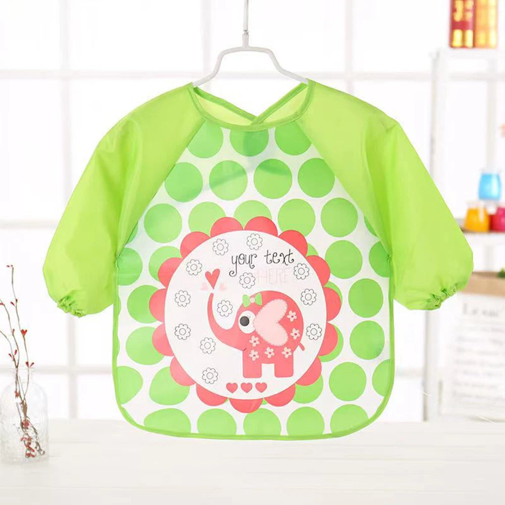 0-3 Years Baby EVA Waterproof Anti-dirty Bib Long Sleeve Strap Coat Dirt Proof Soft Feeding Bib Cute Cartoon Pattern Burp Cloths