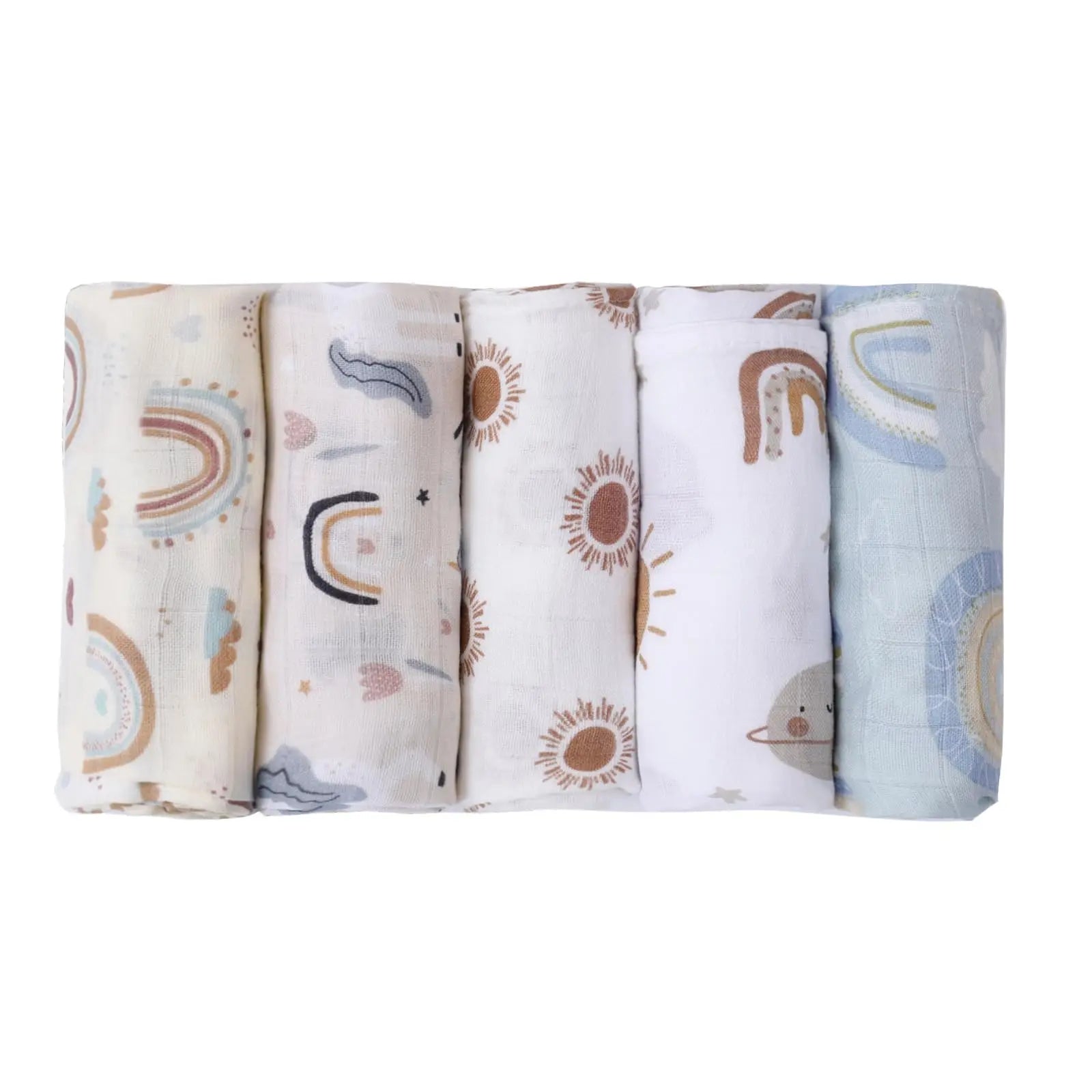 Kangobaby #My Soft Life# New 5pcs Pack Multi-Functional Bamboo Cotton Newborn Muslin Bib Antibacterial Baby Burp Cloth Set