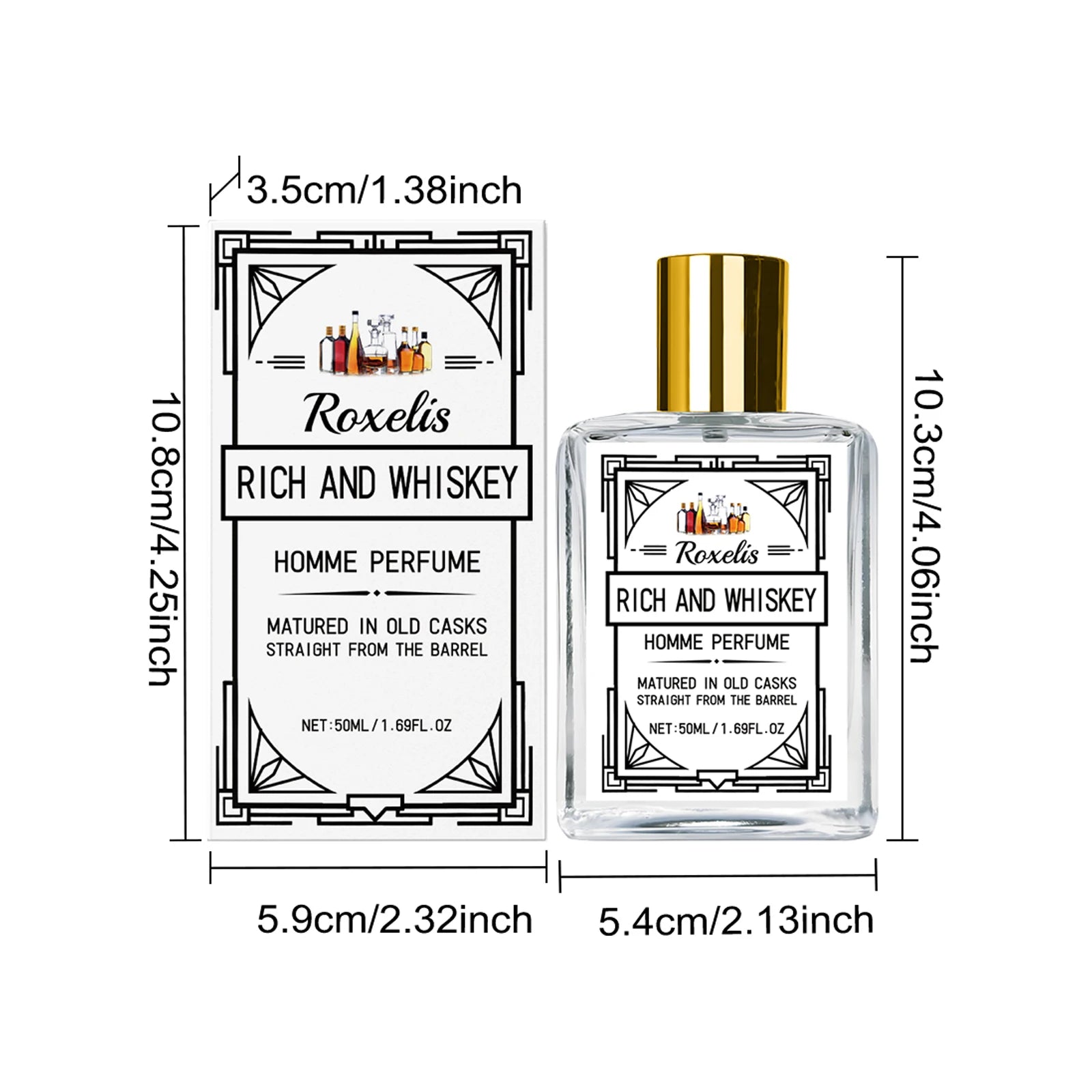 ROXELIS 50ml Rich And Whiskey Homme Perfume Long-lasting Fragrance,Enhance Personal Charm, Confidently Show Style and Elegance
