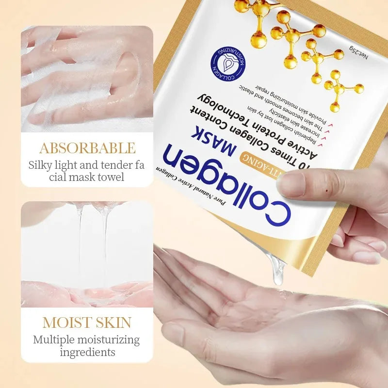 5/10/20/30pcs SADOER Collagen Face Mask Firming Moisturizing Repair Brightening Skincare Face Sheet Mask Facial Masks Skin Care