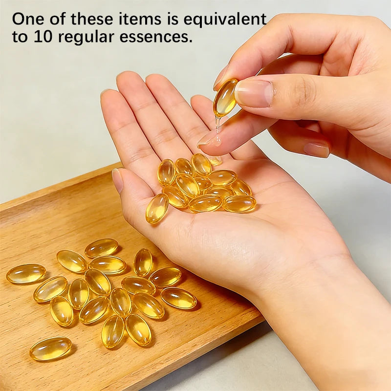 90 Capsules of Retinol + Collagen Facial Care Essence, Moisturizes and Firms the Skin, Makes the Face Look More Radiant and Younger, Allergy-Free Formula, Capsule Packaging, One Capsule at a Time, Convenient and Hygienic