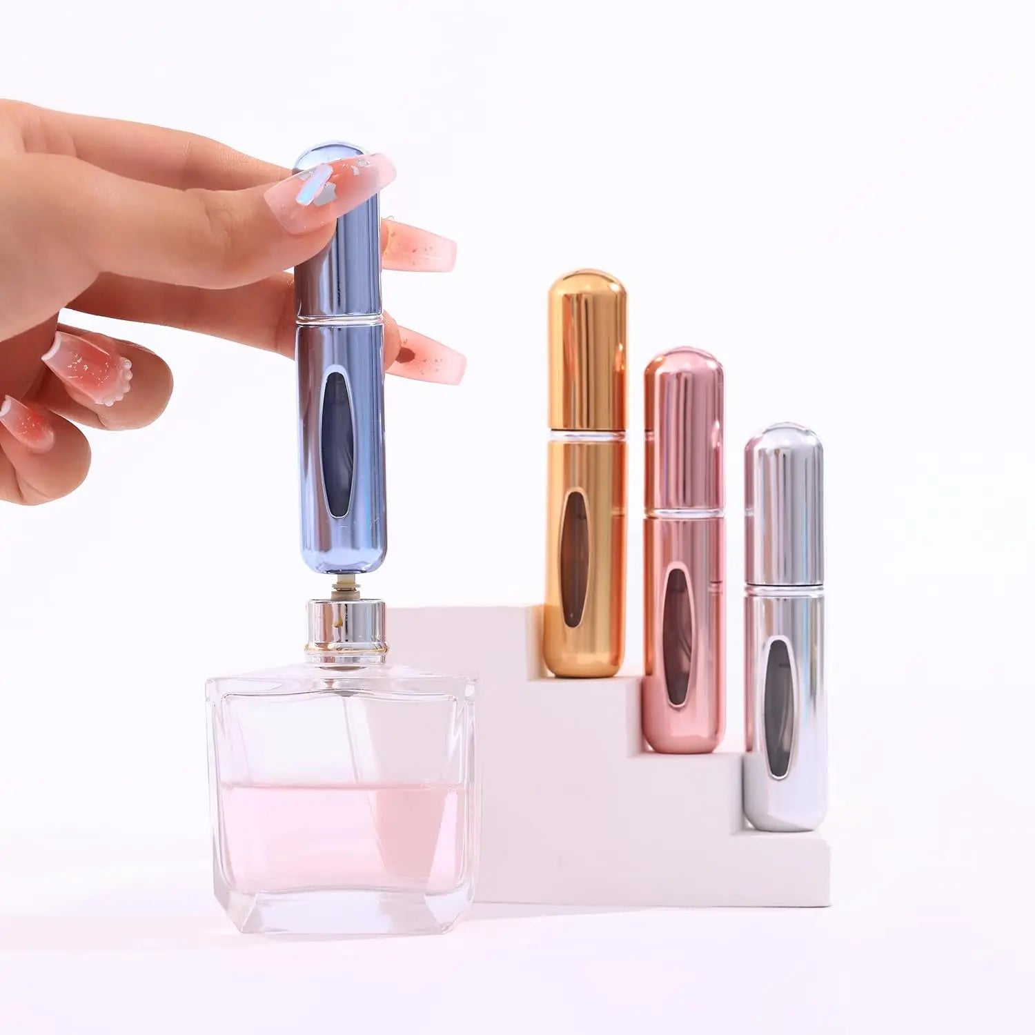 5Pcs 5ml Spray Scent Pump Perfume Bottle Refillable Spray Atomizer Bottle Mini Travel Empty Cosmetic Containers
