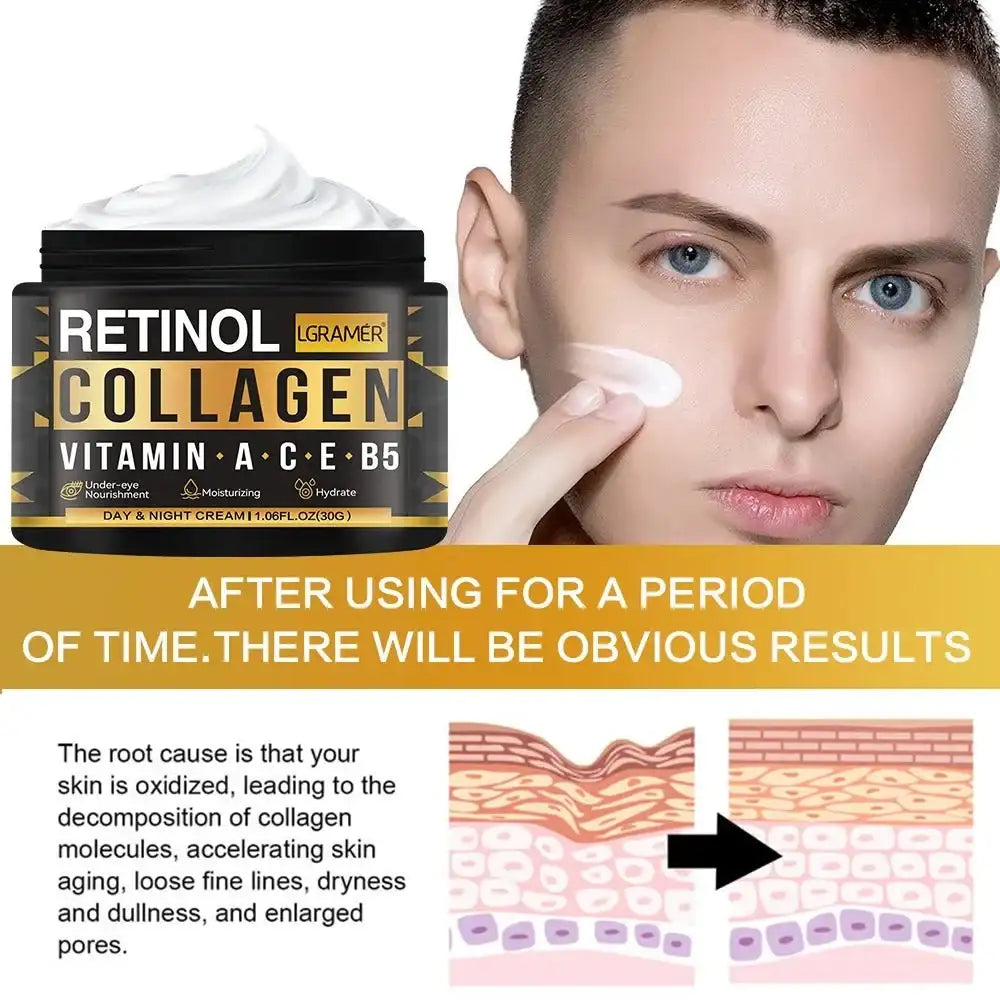 Men's Retinol Collagen Face Cream Skincare Moisturizing Brightening Hydrating Smooth Wrinkles Firming Facial Men Skin Care - princesszohal