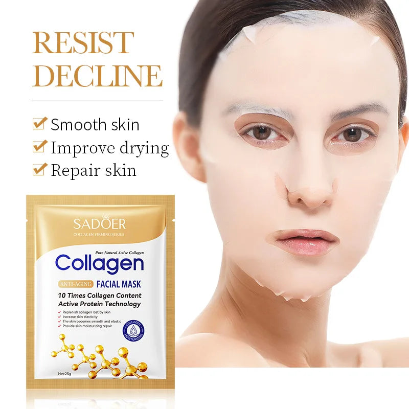 5/10/20/30pcs SADOER Collagen Face Mask Firming Moisturizing Repair Brightening Skincare Face Sheet Mask Facial Masks Skin Care