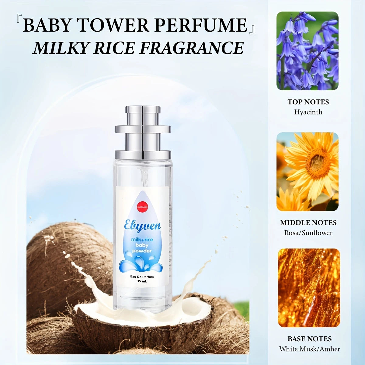 Perfume Water Light and Cozy Fragrance for Sensitive Skin Fresh Innocent Smell for Daily Use Unisex Soft Cologne Lasting 8 Hours