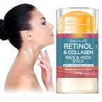 Retinol and Collagen Facial and Neck Care Stick Containing Hyaluronic Acid 5%, Moisturizing and Firming, Locking in Moisture, Day and Night Care, Portable Skin Care